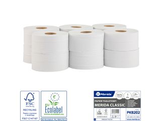 MERIDA CLASSIC roll toilet paper, white, 1 -ply, 19 cm diameter, recycled paper, 220 m (12 rolls / pack.)